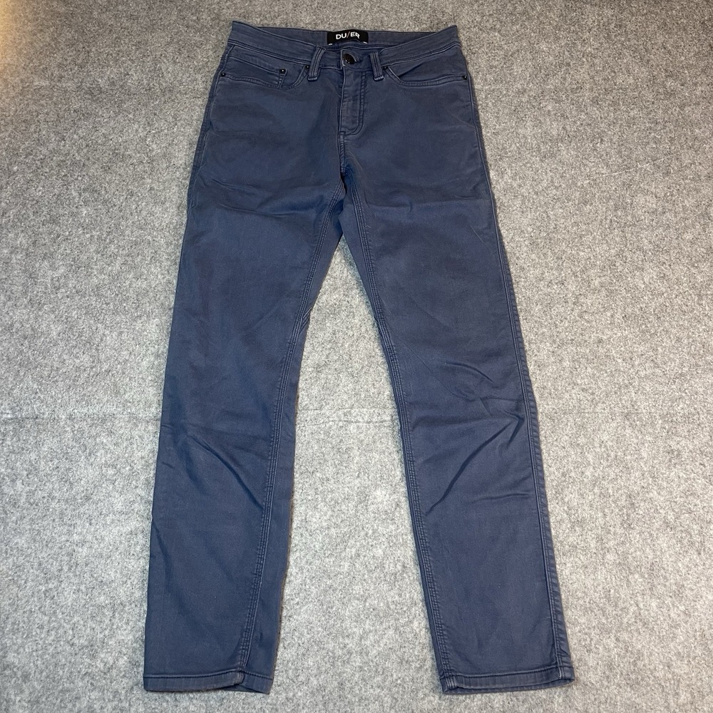 DU/ER No Sweat Slim Fit Pants N2X Stretch 29x30 Mens Blue Chino 5-Pocket